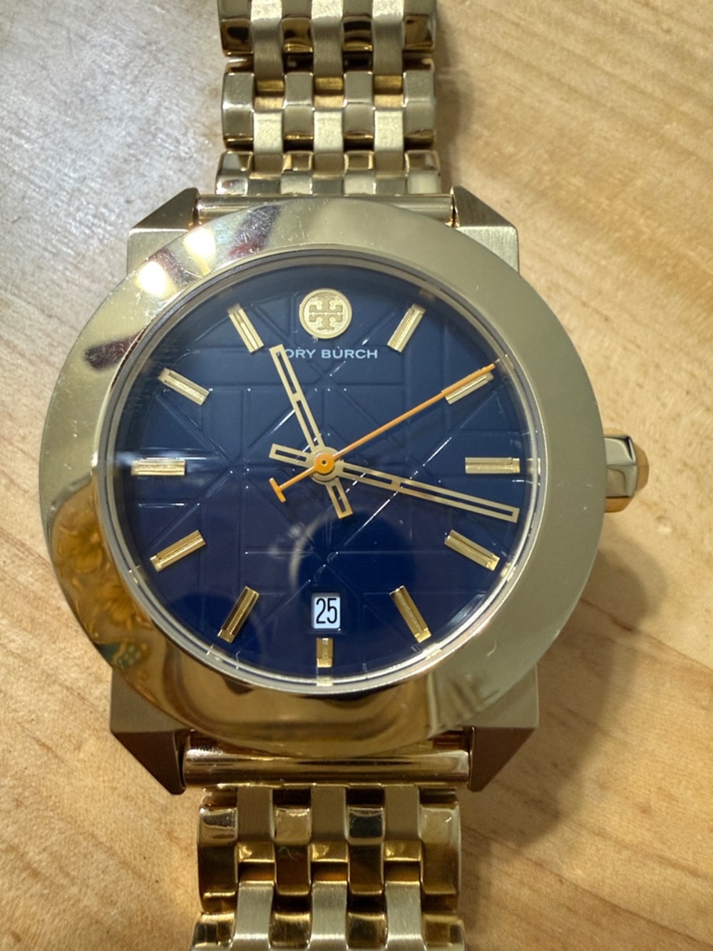 Tory Burch Gold Bracelet Watch with Navy Dial
